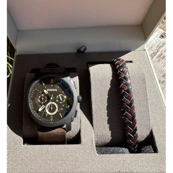 New Machine Men's Watch with Stainless Steel or Leather Band Chronograph